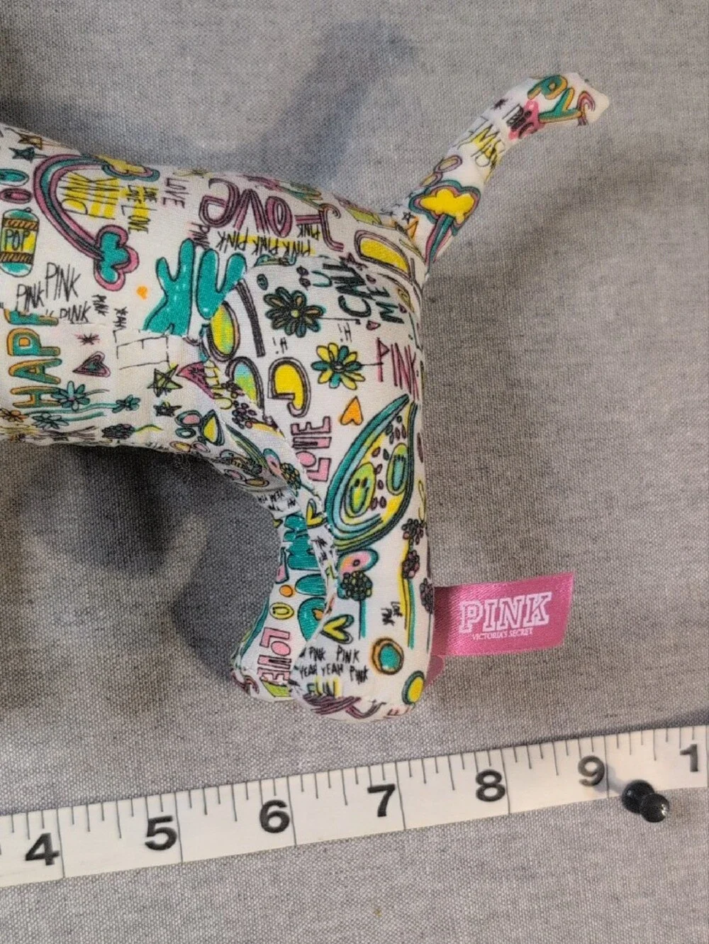Victoria’s Secret PINK Dog Plush Doodle Print Stuffed Animal 8” Toy